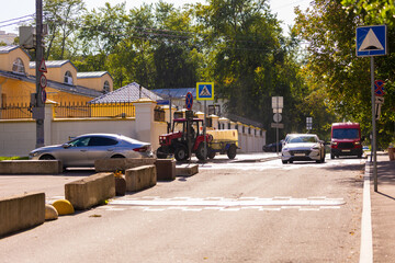 Cityscape and sunny day, road and highway, asphalt and street.