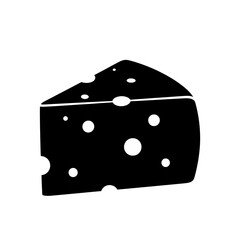 Black silhouette of a wedge of swiss cheese with holes