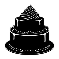 Elegant black and white two tier cake with swirl frosting