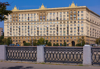 High-rise buildings and skyscrapers on a sunny summer day.