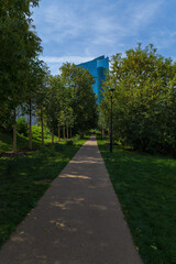 High-rise buildings and skyscrapers on a sunny summer day.