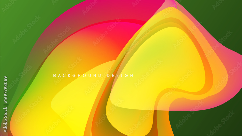 Poster Abstract colorful waves, vibrant gradients. Smooth shapes blend into dark background. Modern design element for digital projects.