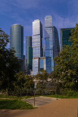 Obraz premium Construction of high-rise buildings, general views of buildings and cranes