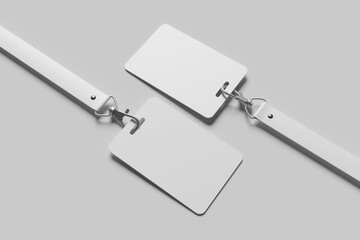 Blank ID Card Mockup With Lanyard - 3D Illustration