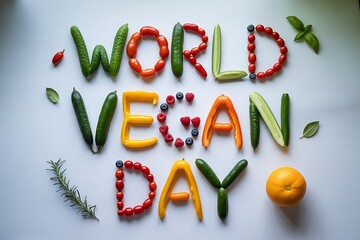Celebrate World Vegan Day with vibrant, fresh vegetables and fruits artfully arranged
