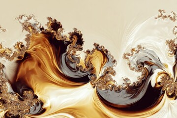 Abstract Gold Brown White Grey Liquid Art