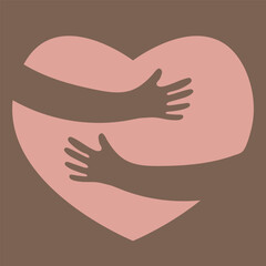 Human hug heart icon. Embrace  concept. Vector illustration