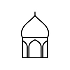 Simple line drawing of a mosque dome top on transparent background