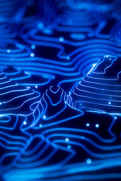 Abstract blue 3D streaming data technology background