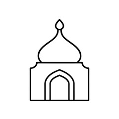 Outline of a mosque with dome and archway on transparent background