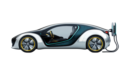 Futuristic concept car in white and blue