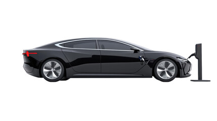 Modern black electric car side view

