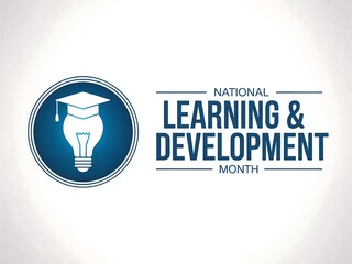 National learning and development month with lightbulb and graduation cap