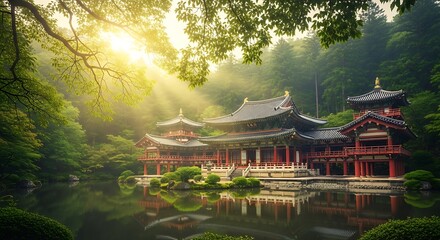 Fototapeta premium Temple on Lake.