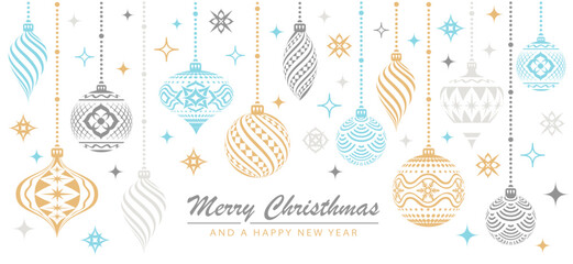 Set of christmas baubles. Christmas Decorations Pattern. Doodles and sketches vector illustration