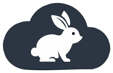Obraz premium Rabbit Silhouette inside Cloud Shape Vector Illustration Graphic Element