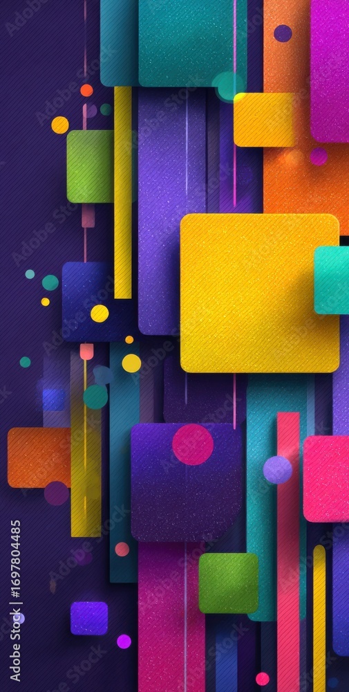 Poster abstract background with colorful geometric shapes on a dark canvas