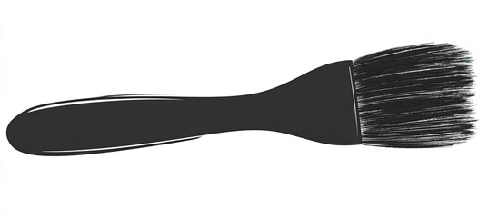 Black paintbrush with a wide, flat, bristled head