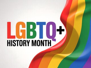Celebrate lgbtq history month with vibrant rainbow flag and colorful text