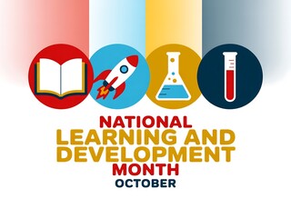 National learning and development month in october isolated on white background