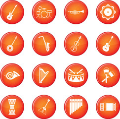 Musical instruments icons vector set