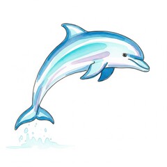 Fototapeta premium Dolphin, simple watercolor, hand drawing, white background