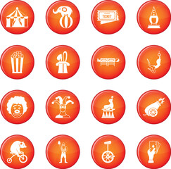 Circus entertainment icons vector set