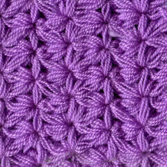 Handmade knitted fabric purple wool background texture, pattern fabric made of wool