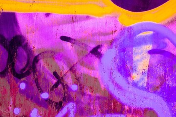 Vibrant purple graffiti with neon yellow accents. Y2K, 2000s style, bold urban design. Posters, street art, digital visuals, modern 2000s creative graphics.