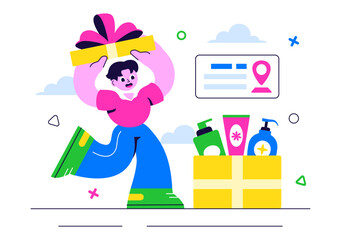Subscription Box Services Vector Illustration featuring Product Delivery to Customers at Regular Costs as Part of a Marketing Strategy in a Background