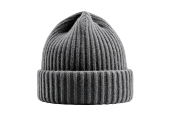 Gray ribbed knit beanie