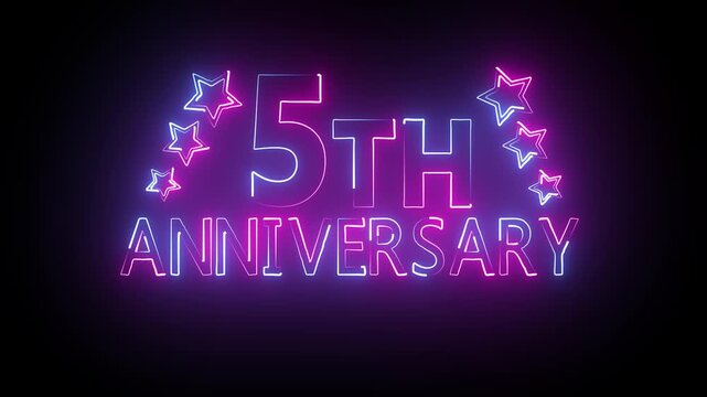 5th years anniversary celebration on black background.