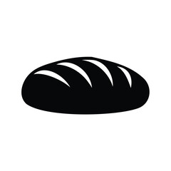 A black silhouette of a loaf of bread on a white background, bread loaf silhouette vector illustration
