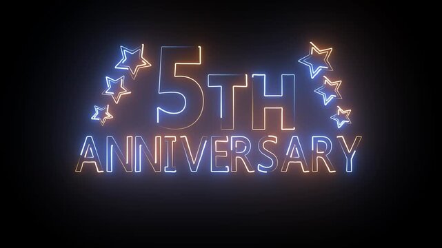 5th years anniversary celebration on black background.
