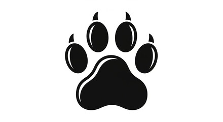 Black silhouette of a large animal's paw print with sharp claws.