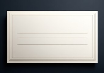 Blank white rectangular card with gold-tone border and lines