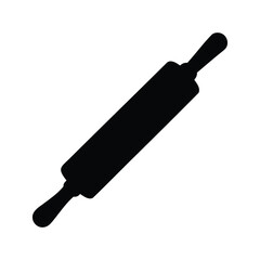 Black silhouette of a classic rolling pin used for baking and cooking, rolling pin silhouette vector illustration