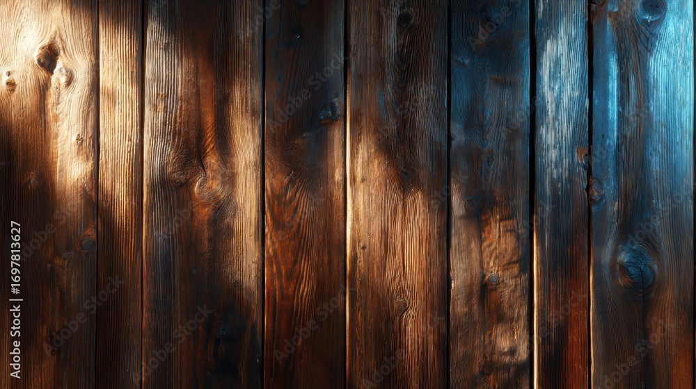Aufkleber this image features rustic wooden planks illuminated by soft natural light, showcasing the texture a