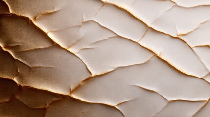 The image showcases a close-up of textured leather with unique cracks and patterns, highlighting the luxury and artistry associated with high-quality leather goods.