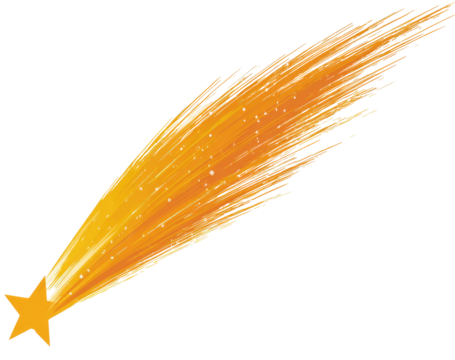 A bright, orange comet-like streak emanating from a star