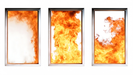 captivating collection of fire frame isolated on white background png, ai generated