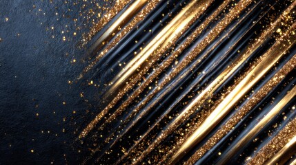 A captivating blend of golden glitter and dark black background, creating an elegant and luxurious atmosphere perfect for various design projects and visual appeal.