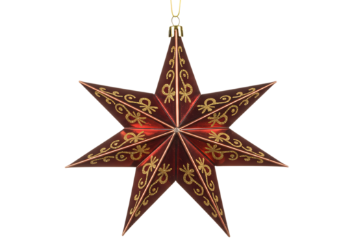 Elegant Red and Gold EightPointed Star Ornament Perfect Christmas Decoration isolated on transparent background