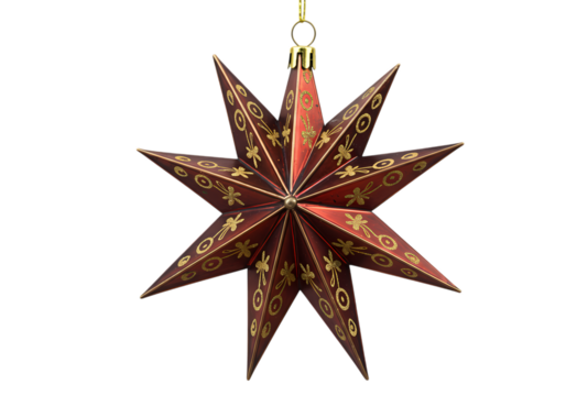 Red and Gold EightPointed Star Christmas Ornament Festive Decoration Holiday Season Winter Decor Xmas Tree Hanging Ornament Elegant Holiday Design isolated on transparent background
