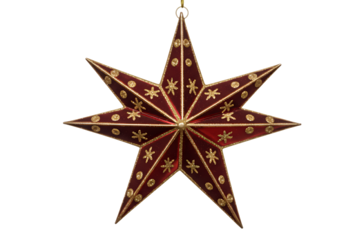 Maroon EightPointed Star Christmas Ornament Festive Holiday Decoration isolated on transparent background