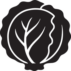 Fresh cabbage silhouette vector, ideal for vegetable, farm, food, and healthy design projects.