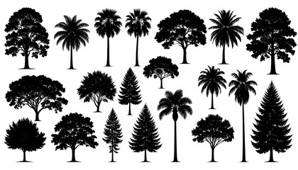 Silhouette collection of various trees (1)