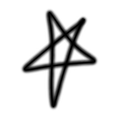Black Hand Drawn star icon on white background