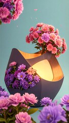 Modern flower pot with glowing interior