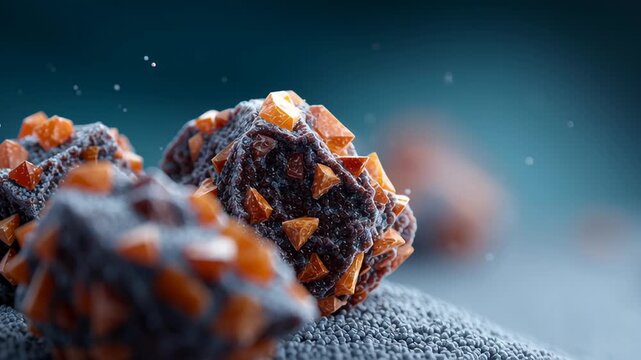 Conceptual microscopic analysis of gallstone disease pathogen, serious and complex medical condition showing painful particle formation of biliary calculus